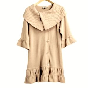 Tibi New York Cardigan Coat Pink Wool‎ Shawl Collar Retro